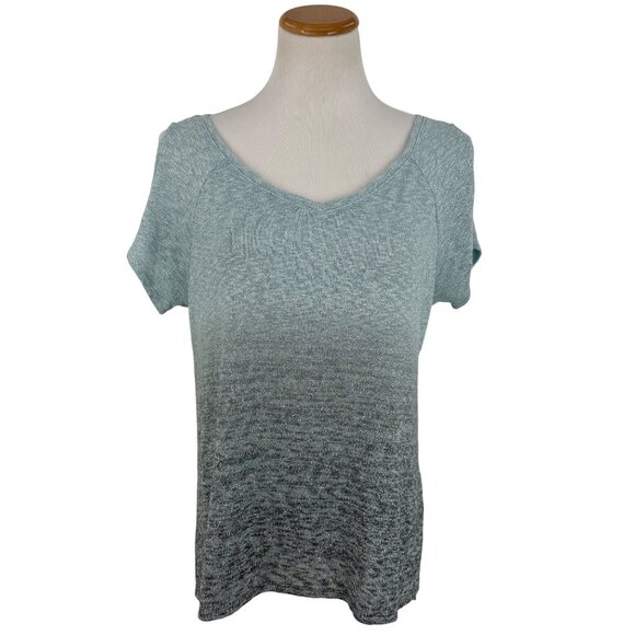 Juicy Couture Tops - Juicy Couture Blue & Silver Metallic Ombre Cold Shoulder Knit Top Glam Croquette